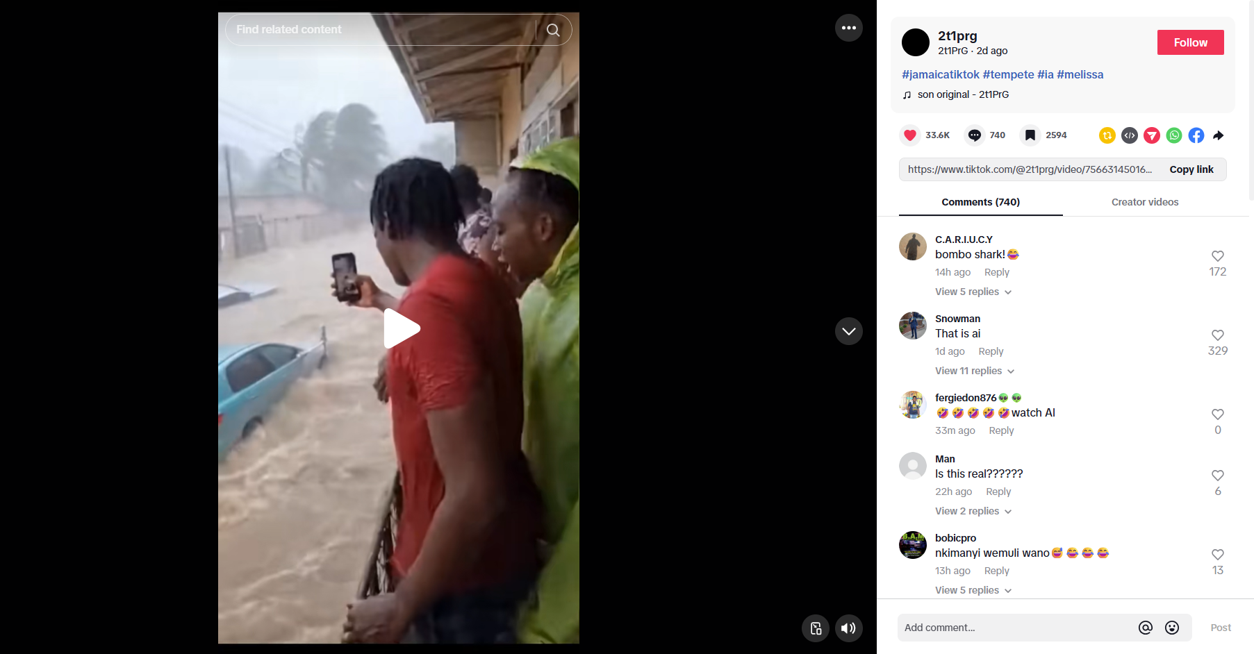 لقطة من الفيديو المنشور في حساب 2t1prg في تيك توك في 28 تشرين الاول 2025