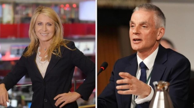 المدير العام لبي بي سي، تيم ديفي، والرئيسة التنفيذية للأخبار، ديبورا تورنيس (أرشيفية)