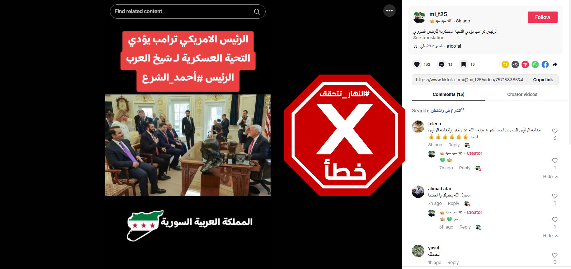 الصورة المتناقلة بالمزاعم الخاطئة (تيك توك)