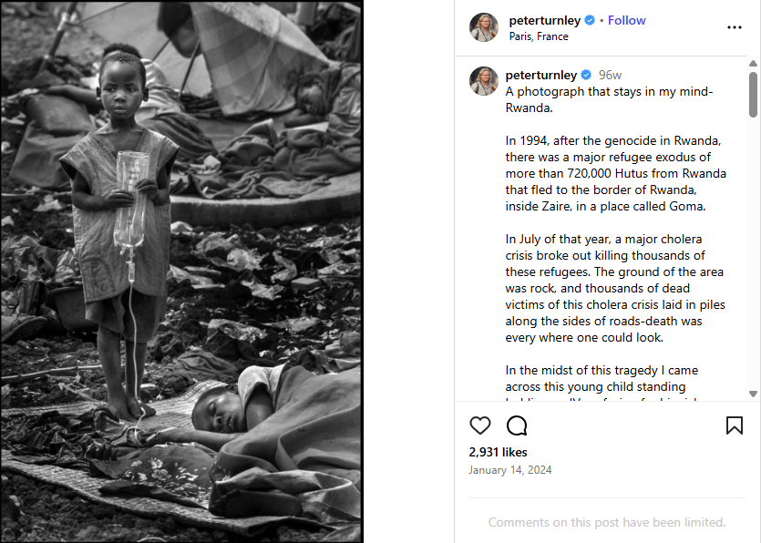 منشور المصور تورنلي في انستغرام