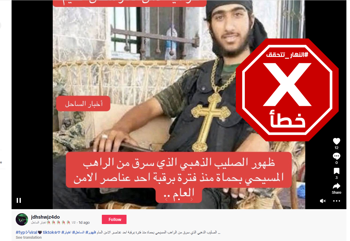 الصورة المتناقلة بالمزاعم الخاطئة (تيك توك)