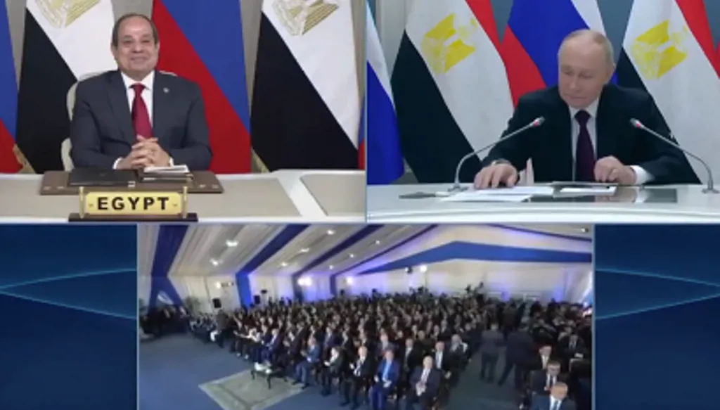 السيسي وبوتين يشهدان مراسم وضع هيكل الاحتواء لمفاعل الضبعة النووي