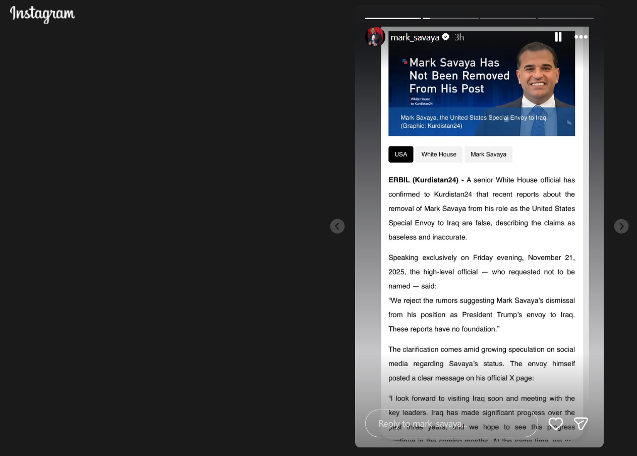 لقطة شاشة لمنشور سافايا (إنستغرام)