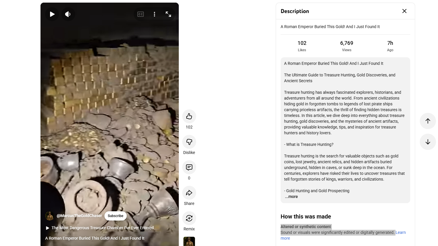 لقطة من فيديو نشره MarcusTheGoldChaser@ في يوتيوب في 24 تشرين الثاني 2025