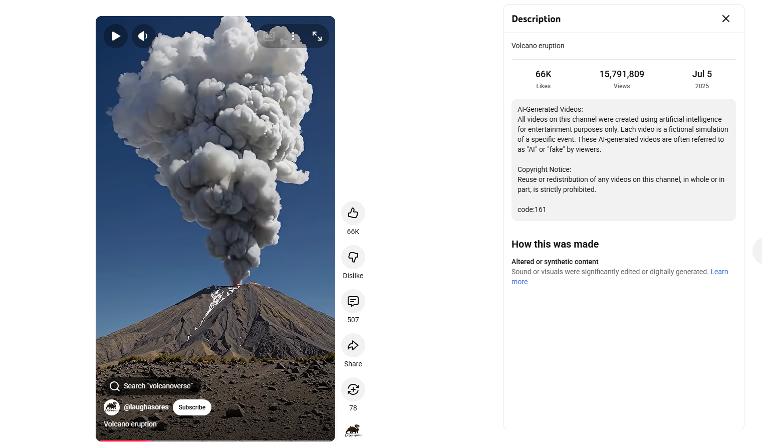 لقطة من الفيديو المنشور في حساب Laughasores@ في يوتيوب، في 5 تموز 2025