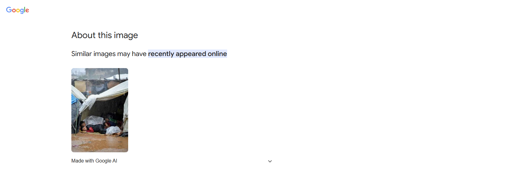 النتيجة التي اعطاها محرك غوغل بشأن الصورة