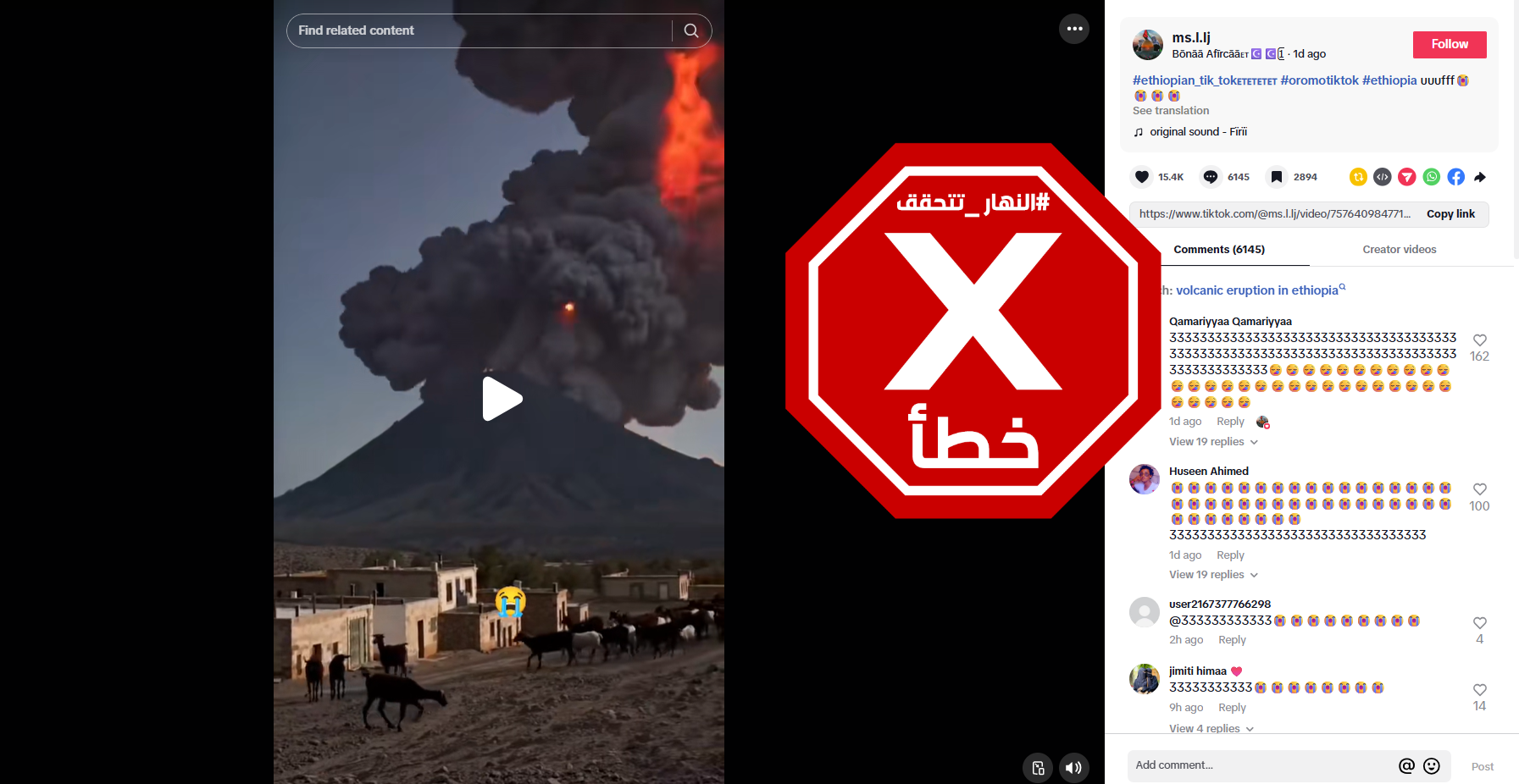 لقطة من الفيديو المتناقل بالمزاعم الخاطئة (تيك توك)