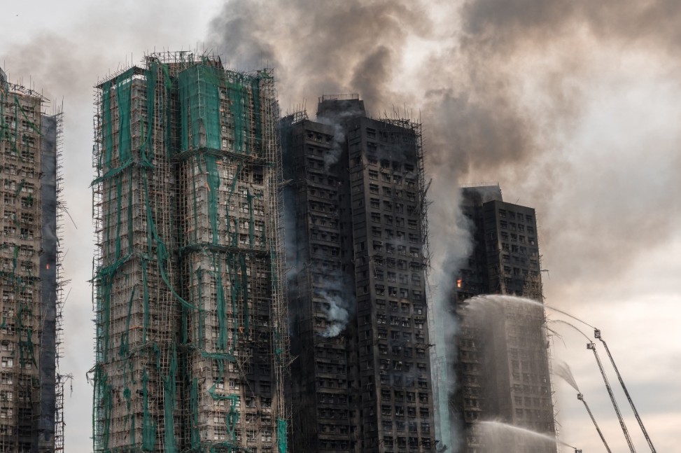 حريق هونغ كونغ. (أ ف ب)