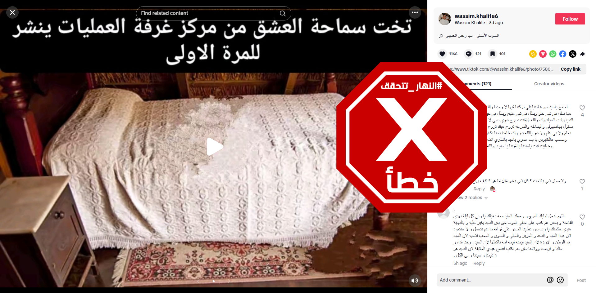 الصورة المتناقلة بالمزاعم الخاطئة (تيك توك)