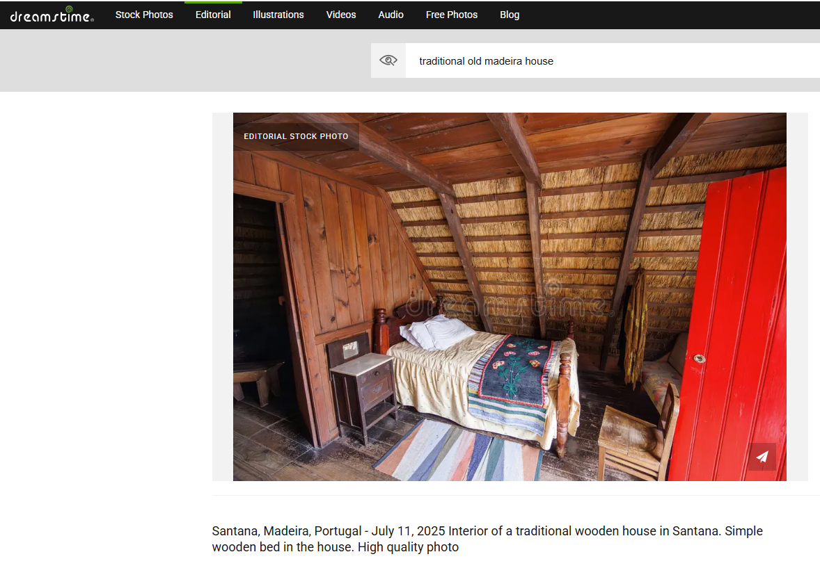 صورة لغرفة في بيت تقليدي في سانتانا منشورة في موقع dreamstime