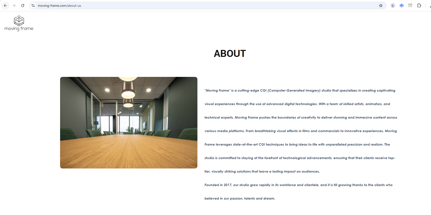 التعريف باستوديو Moving Frame في موقعه