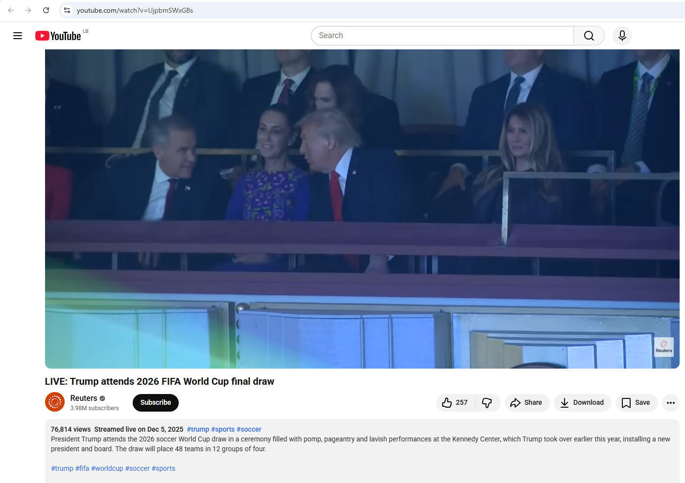 لقطة من الفيديو المنشور في حساب وكالة رويترز في يوتيوب، في 5 كانون الاول 2025