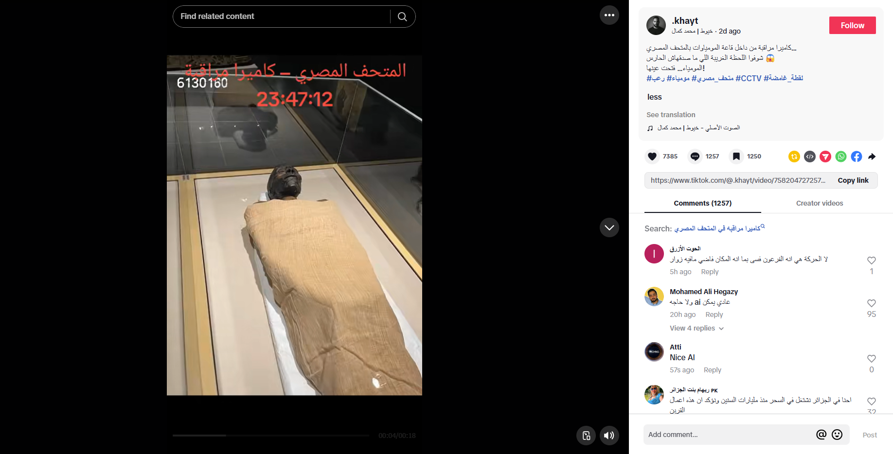 لقطة من الفيديو المنشور في حساب khayt.@ في تيك توك، في 10 كانون الاول 2025