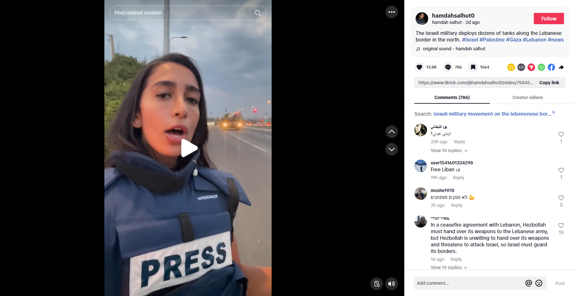 لقطة من الفيديو المنشور في حساب hamdahsalhut0@ في تيك توك، في 16 كانون الاول 2025