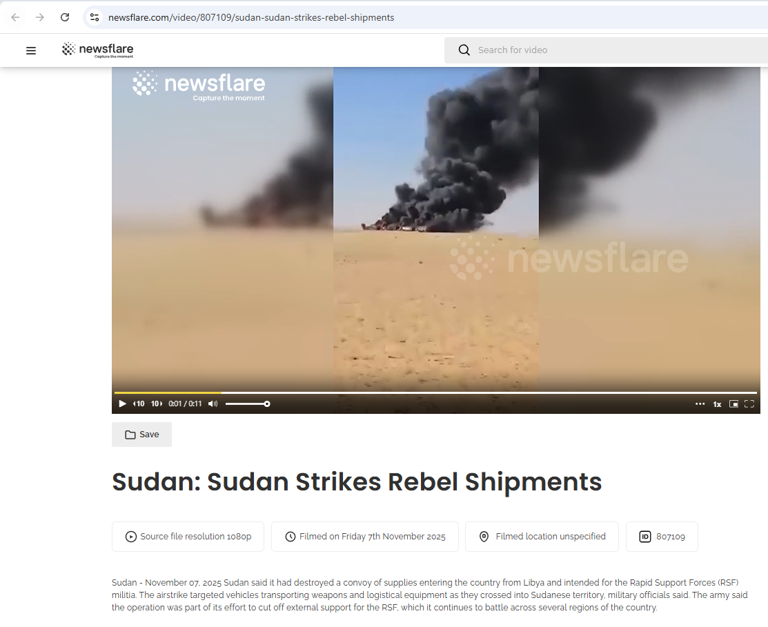 لقطة من الفيديو المنشور في موقع Newsflare في 7 تشرين الثاني 2025