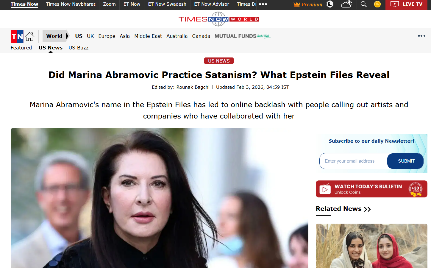 ابراموفيتش عنوان على صحيفة 