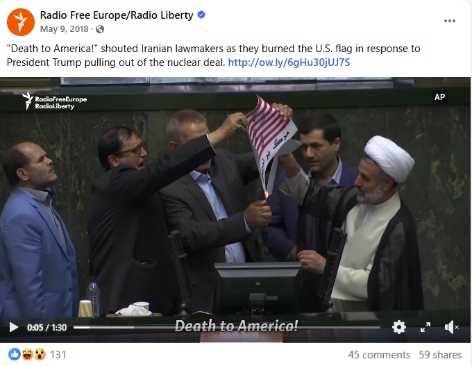 لقطة من الفيديو المنشور في صفحة اذاعة اوروبا الحرة في الفايسبوك في 9 ايار 2018