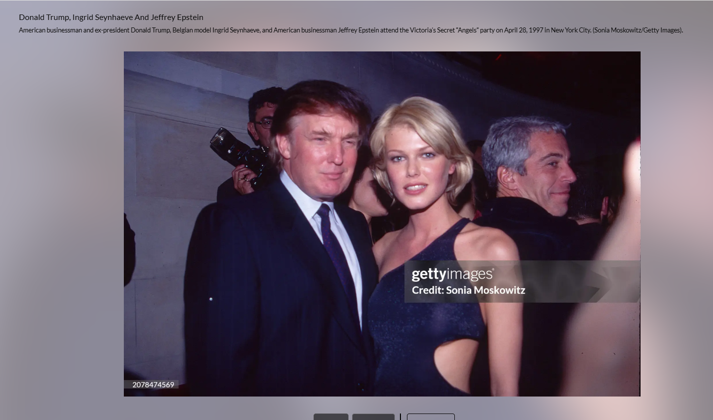 صورة لترامب مع سينهايف مؤرشفة في موقع وكالة غيتي ايماجيز في نيسان 1997