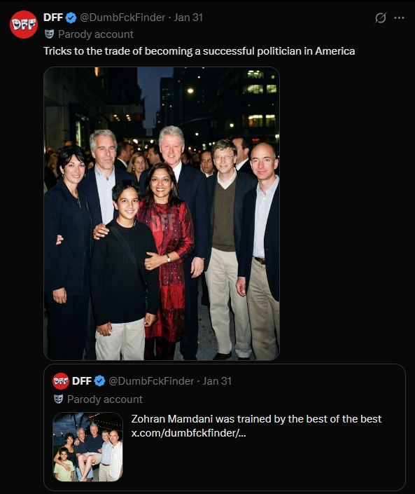 الصورتان منشورتان في حساب DumbFckFinder@ في اكس في 31 كانون الثاني 2026