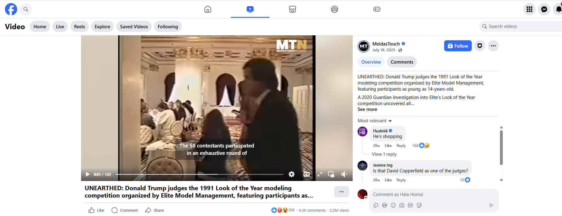 لقطة من الفيديو المنشور في حساب MeidasTouch في فايسبوك، في 19 تموز 2025