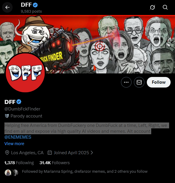 لقطة لحساب DFF/ @DumbFckFinder في اكس 