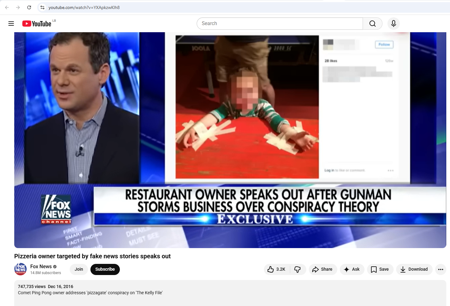 لقطة من المقابلة المصورة المنشورة في حساب فوكس نيوز في يوتيوب، في 16 كانون الاول 2016