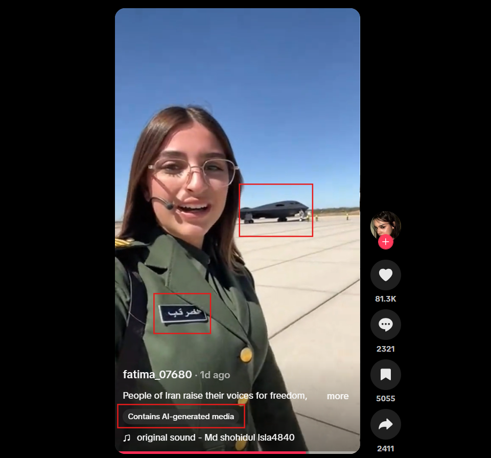 لقطة شاشة تظهر علامات إلى توليد الفيديو بالذكاء الاصطناعي