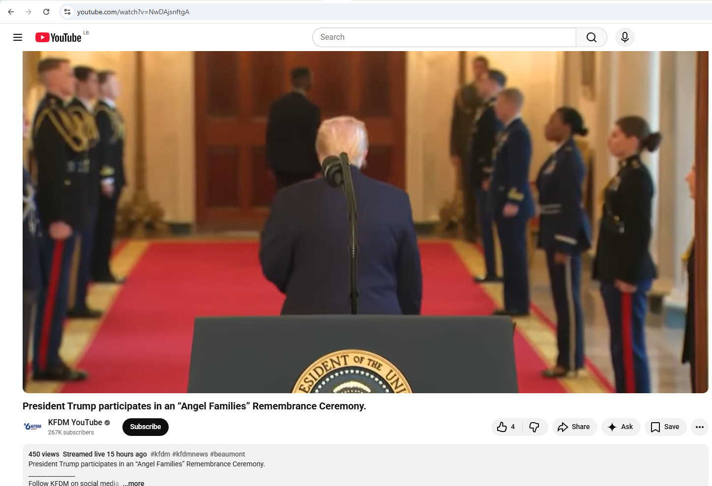 لقطة من الفيديو المنشور في قناة KFDM YouTube في 23 شباط 2026