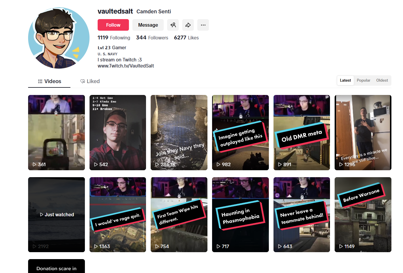 لقطة لحساب vaultedsalt@ في تيك توك