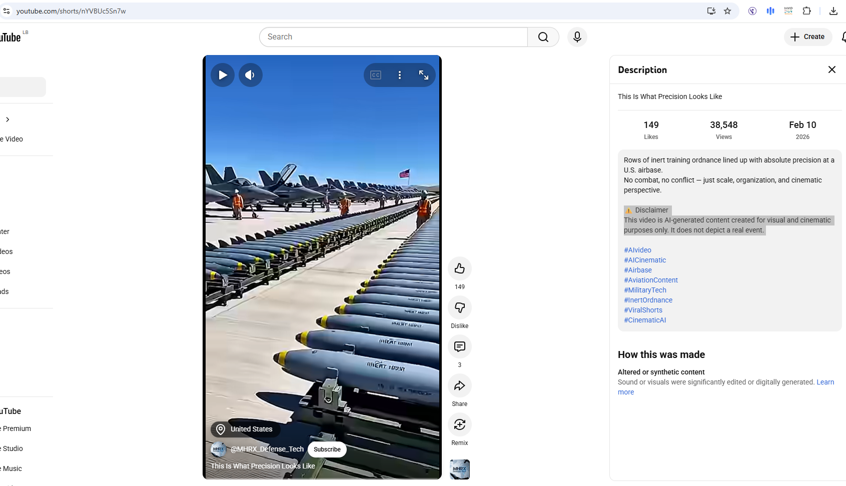 لقطة من الفيديو المنشور في حساب MHRX_Defense_Tech@ في 10 شباط 2026