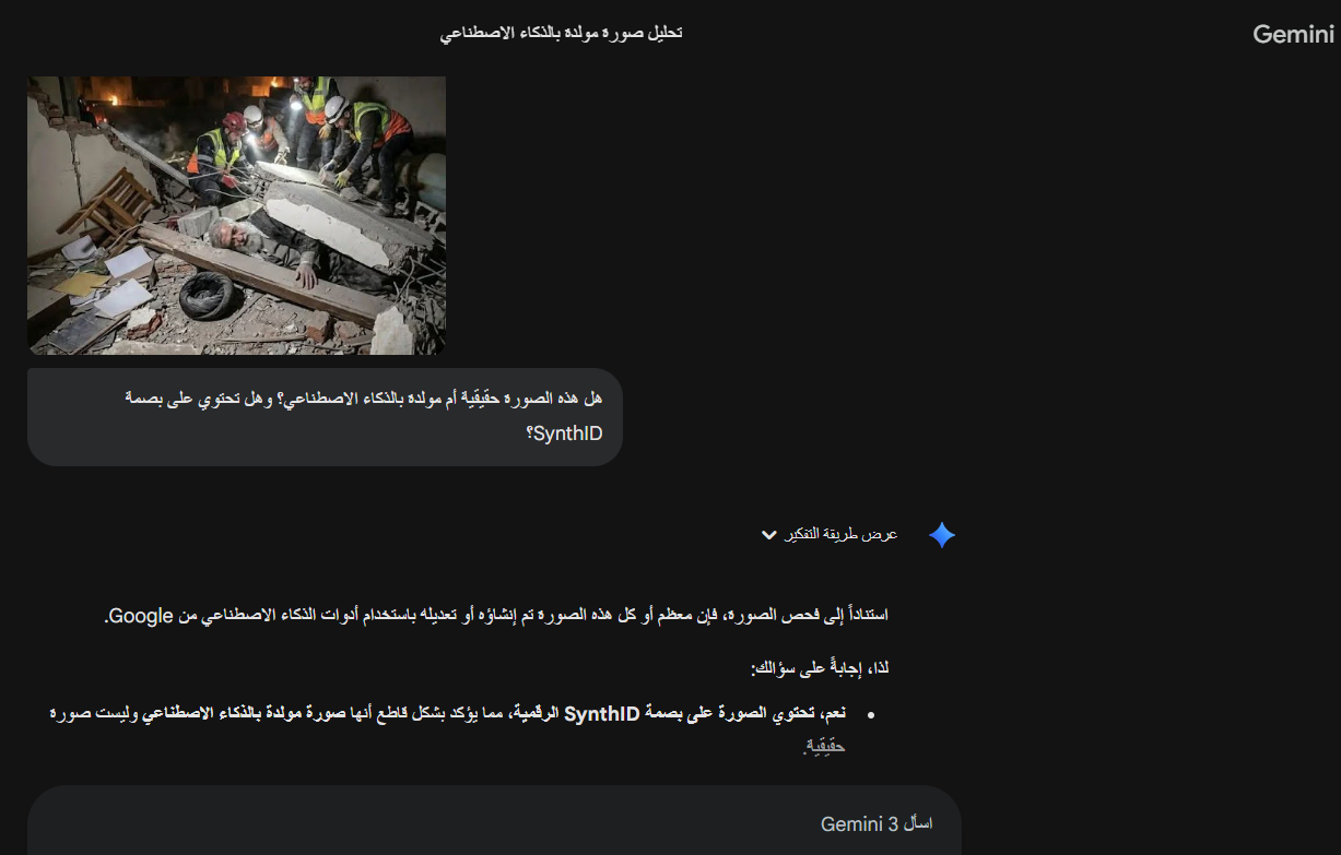 نتيجة تحليل الصورة بواسطة أداة gemini 3 