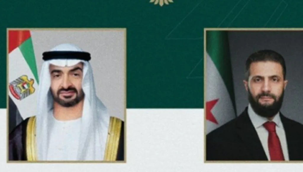 بن زايد والشرع يبحثان تطورات المنطقة… وتأكيد سوري على التضامن الكامل مع الإمارات