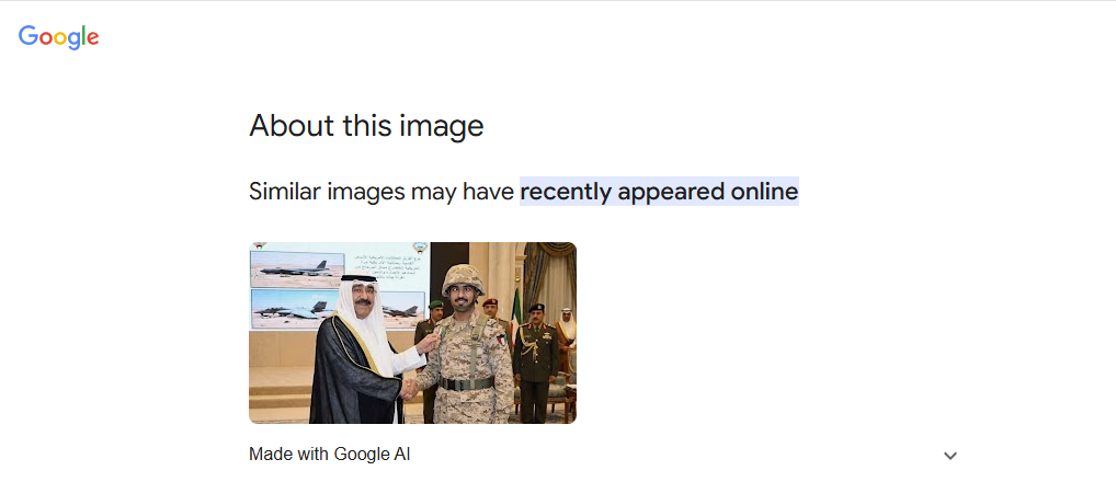 محرك غوغل تعرف الى الصورة بأنها منشأة بواسطة Google AI