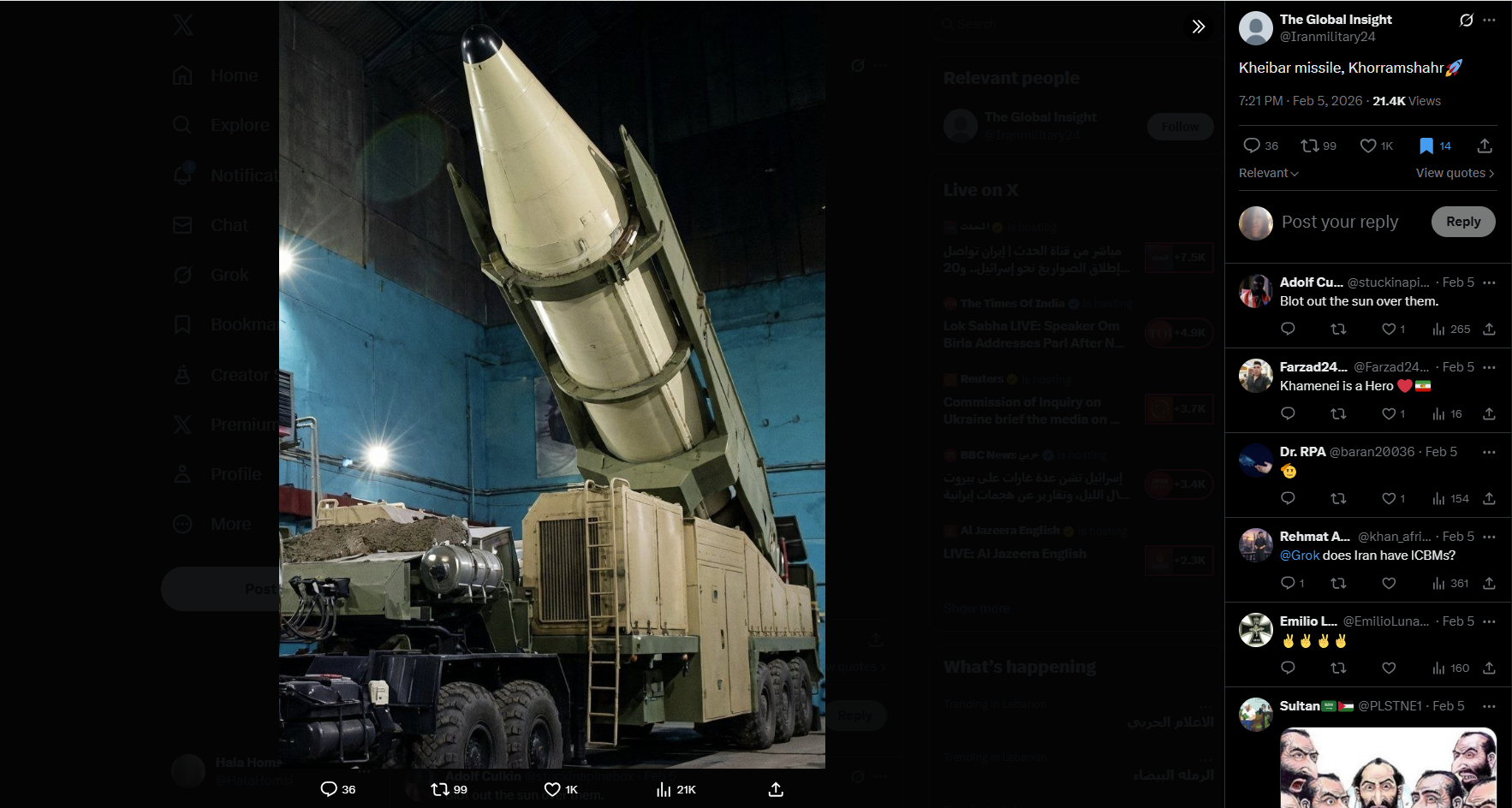 الصورة منشورة في أحد الحسابات في اكس، في 5 شباط 2026