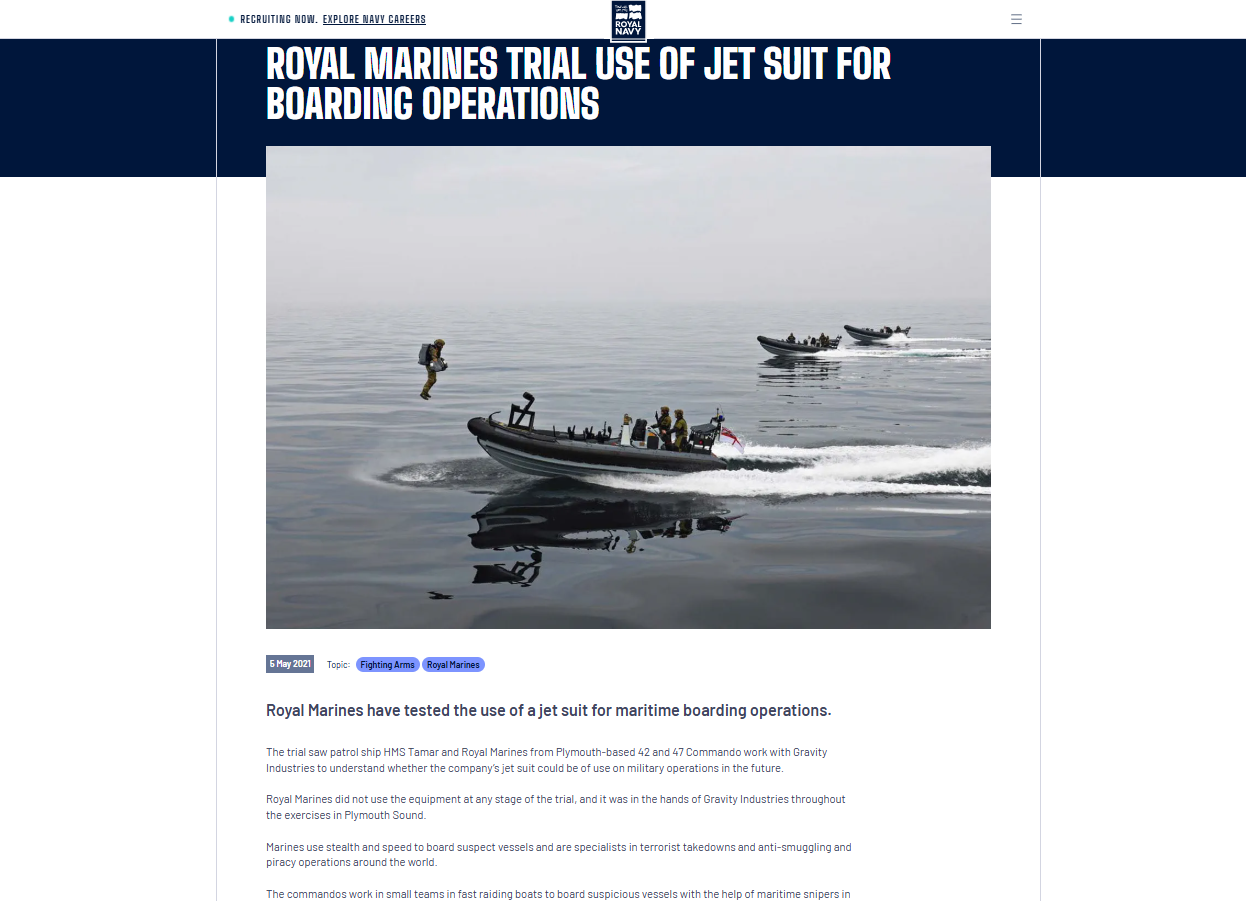 لقطة شاشة لبيان البحرية البريطانية