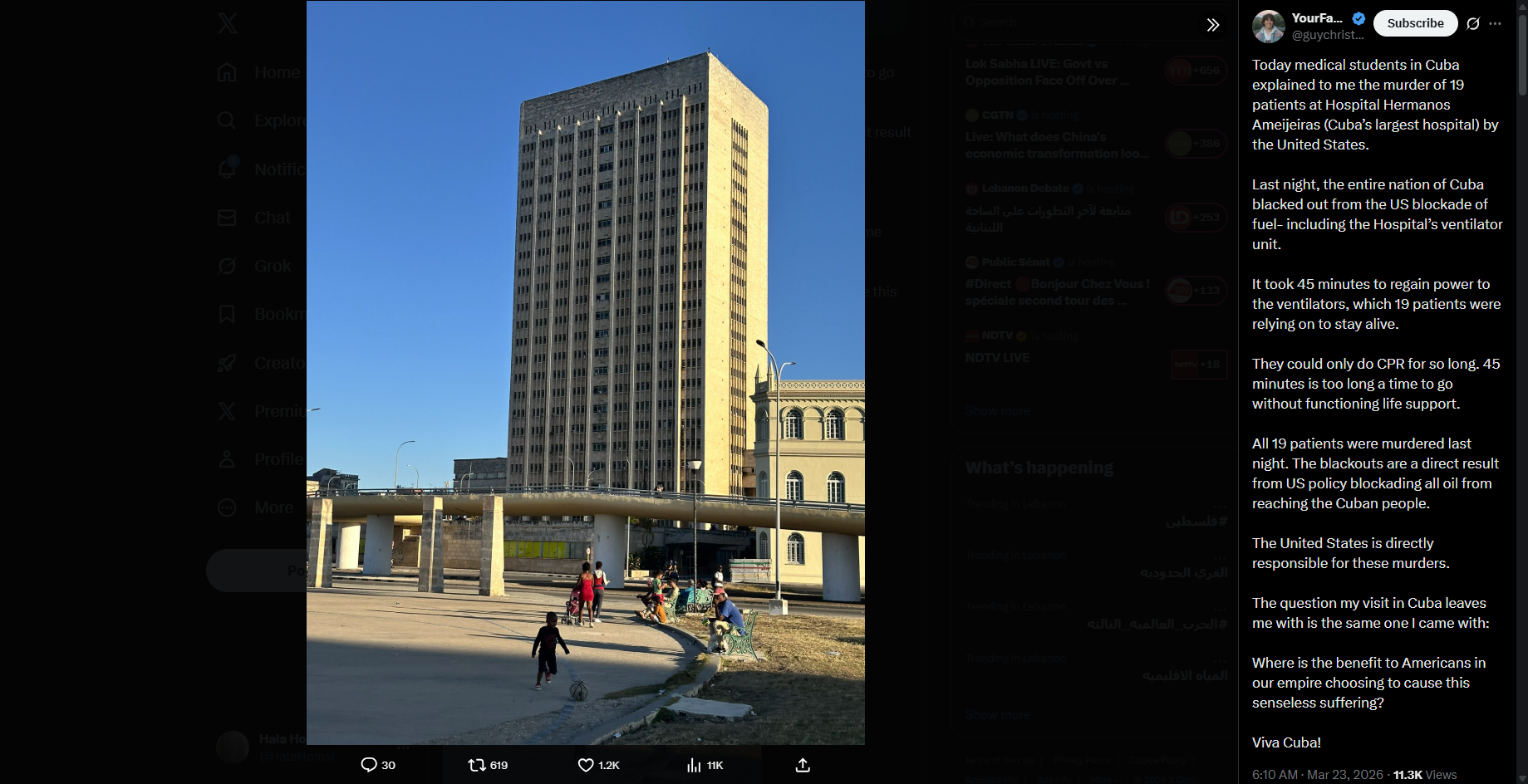 منشور حساب @guychristensen_ في اكس في 23 آذار 2026