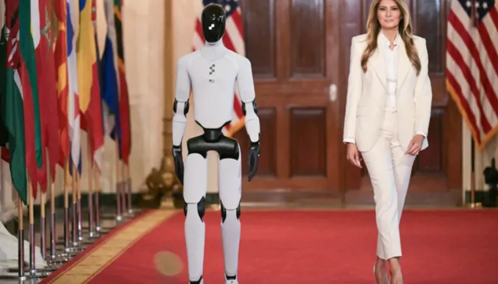 بالفيديو- في قمة تكنولوجية بواشنطن... ميلانيا ترامب برفقة روبوت