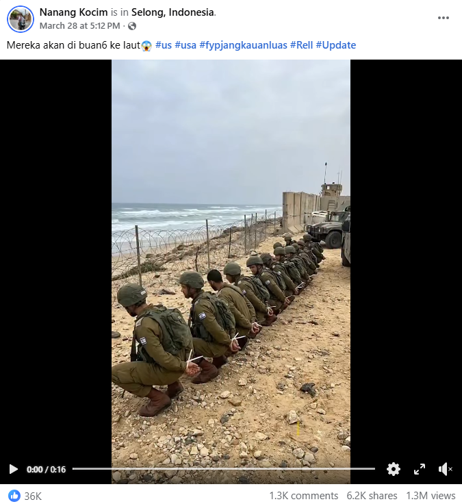 لقطة من الفيديو المنشور في صفحة Nanang Kocim في الفايسبوك، في 28 آذار 2026