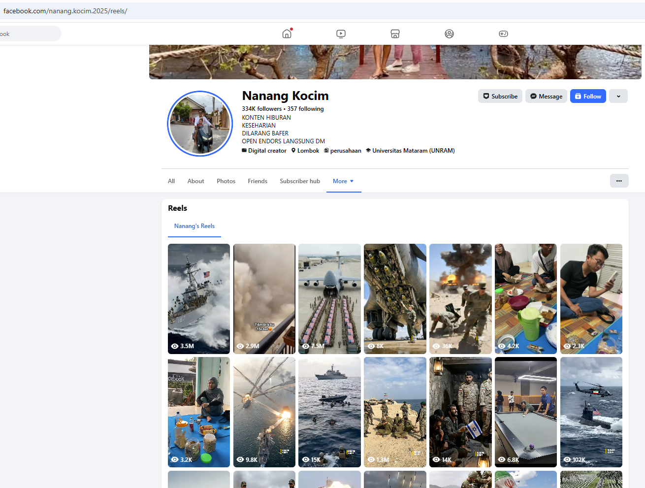 لقطة لحساب nanang kocim في الفايسبوك