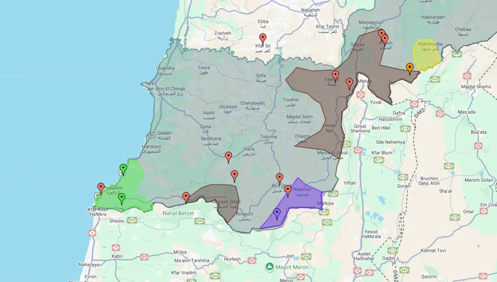 شاهدوا الخريطة التفاعلية لتطورات التوغل الإسرائيلي في جنوب لبنان