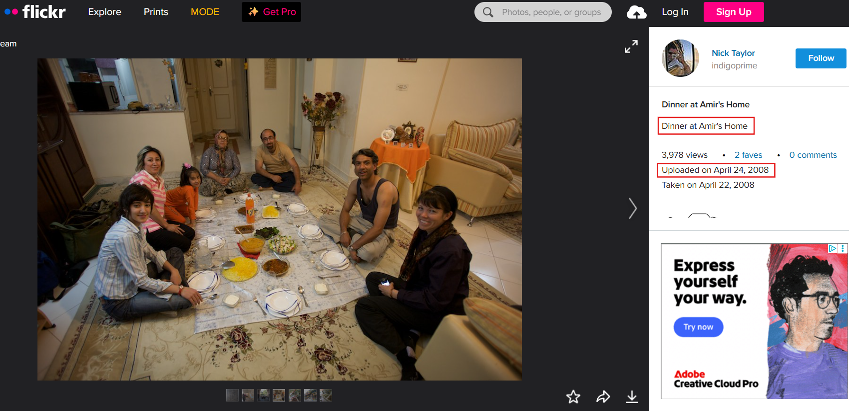 الصورة الأصلية المنشورة على موقع فليكر في 24 ابريل/نيسان 2008