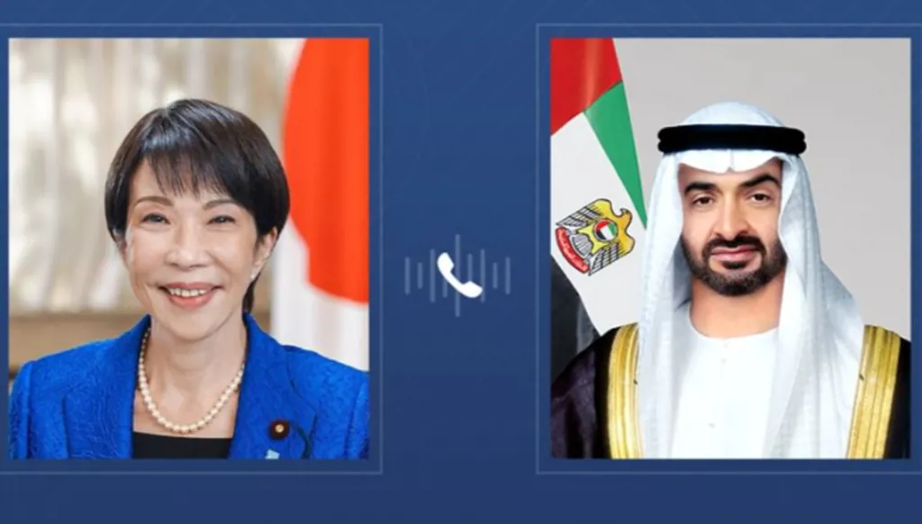 محمد بن زايد ورئيسة وزراء اليابان يبحثان هاتفياً التصعيد وأمن الطاقة