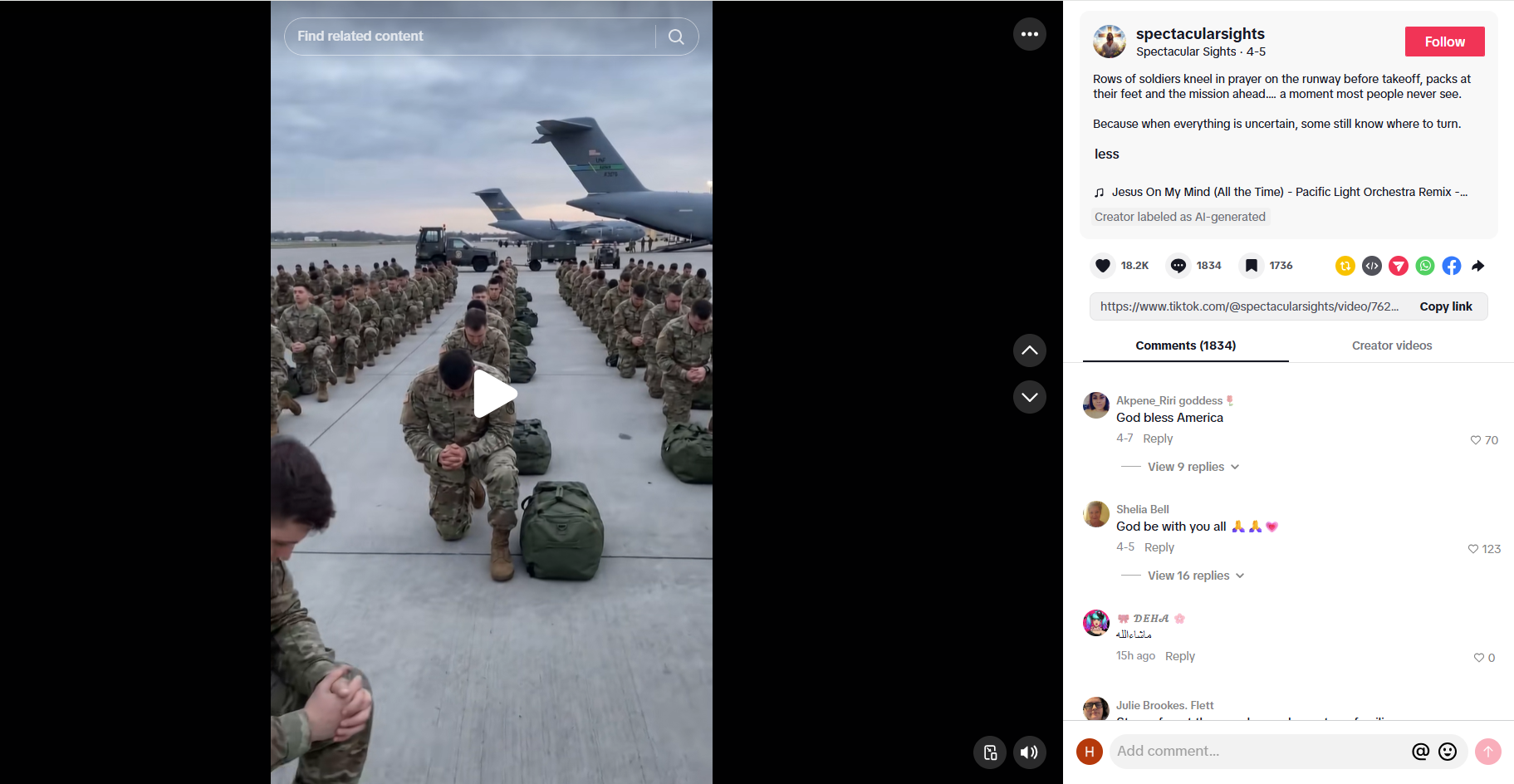 لقطة من الفيديو المنشور في حساب spectacularsights@ في تيك توك في 5 نيسان 2026 