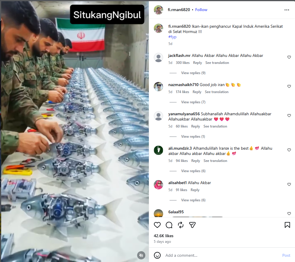 لقطة من الفيديو المنشور في حساب fi.rman6820@ في انستغرام في 20 نيسان 2026