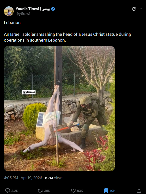 الصورة منشورة في أحد الحسابات في اكس، في 19 نيسان 2026