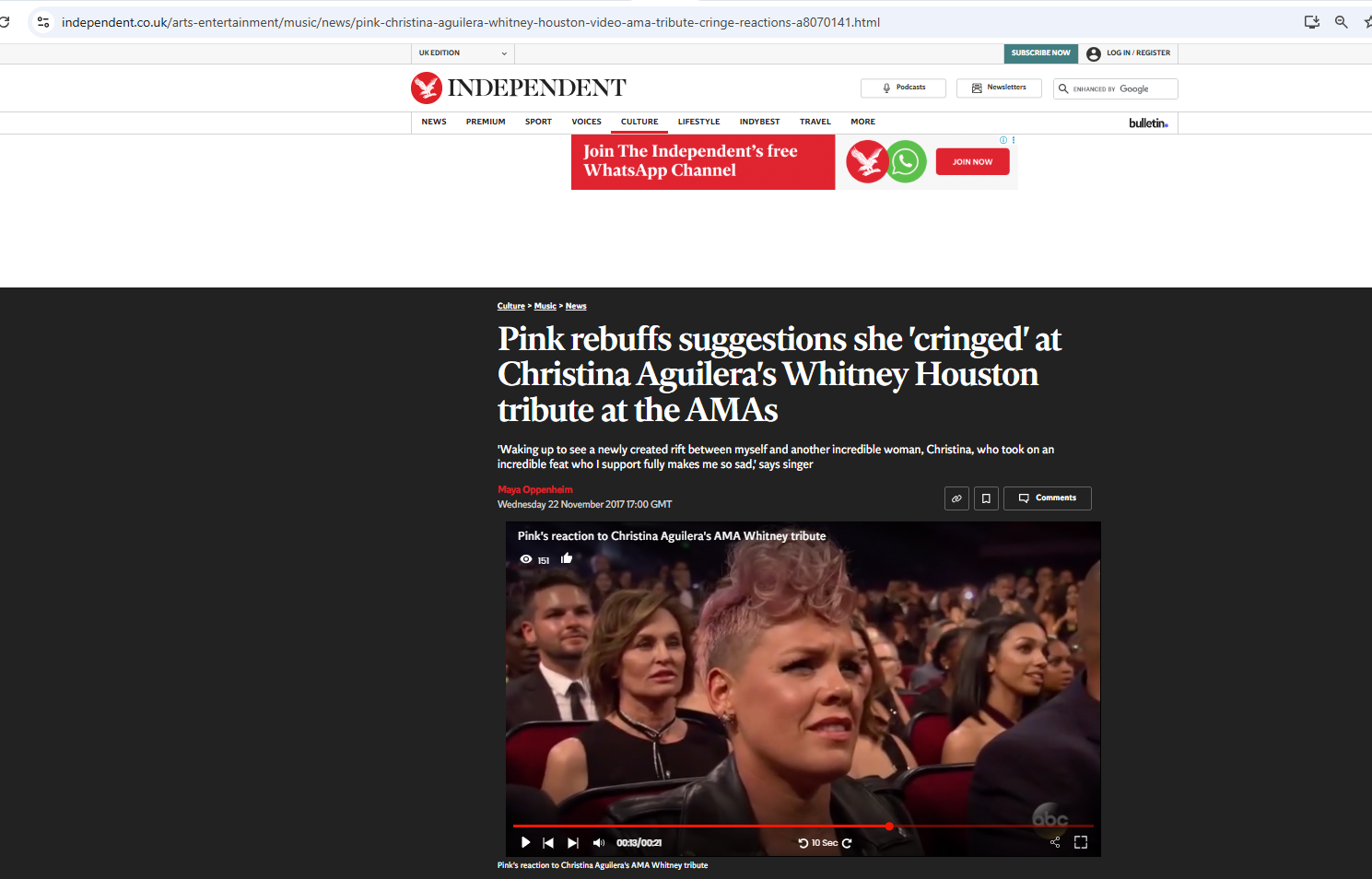 لقطة من الفيديو المنشور في موقع Independent في 22 تشرين الثاني 2017