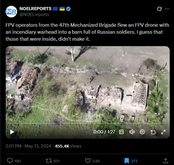 لقطة من الفيديو المنشور في حساب NoelReports في اكس، في 13 ايار 2024