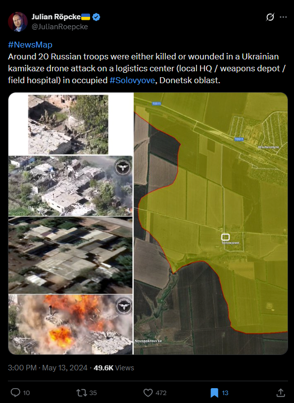 لقطات من الفيديو منشورة في حساب الصحافي Julian Röpcke في اكس، في 13 ايار 2024