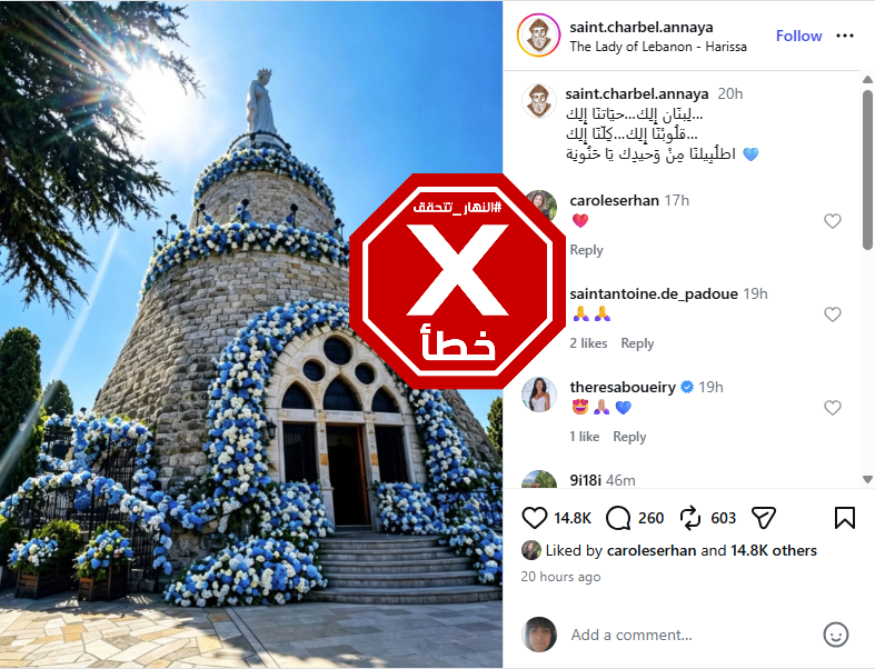 الصورة المتناقلة بالمزاعم الخاطئة (انستغرام)