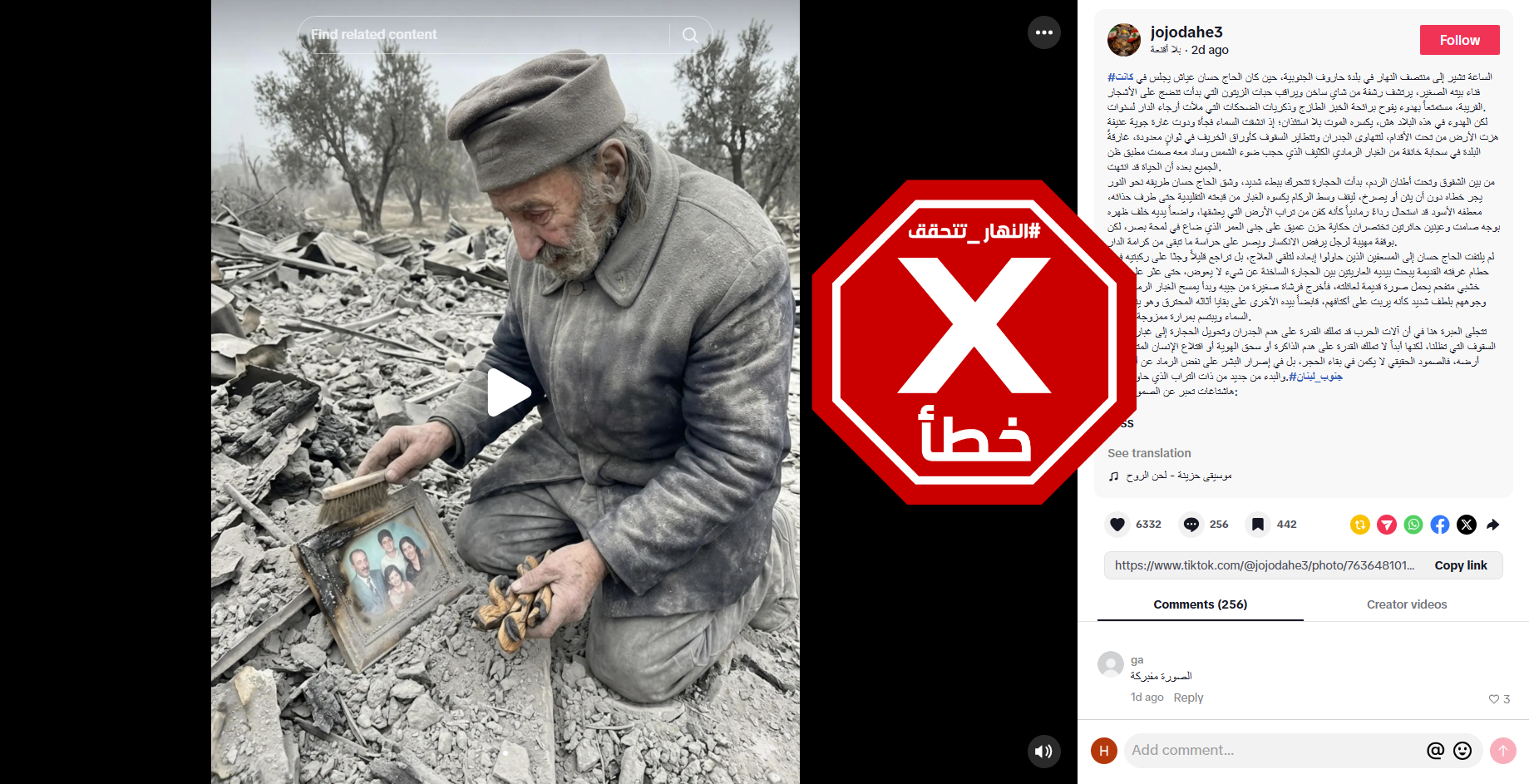 الصورة المتناقلة بالمزاعم الخاطئة (تيك توك)